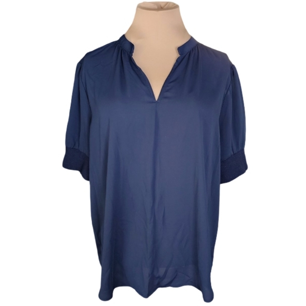 Catherine By Catherine Malandrino Navy Blue Pullover‎ Chiffon Blouse
